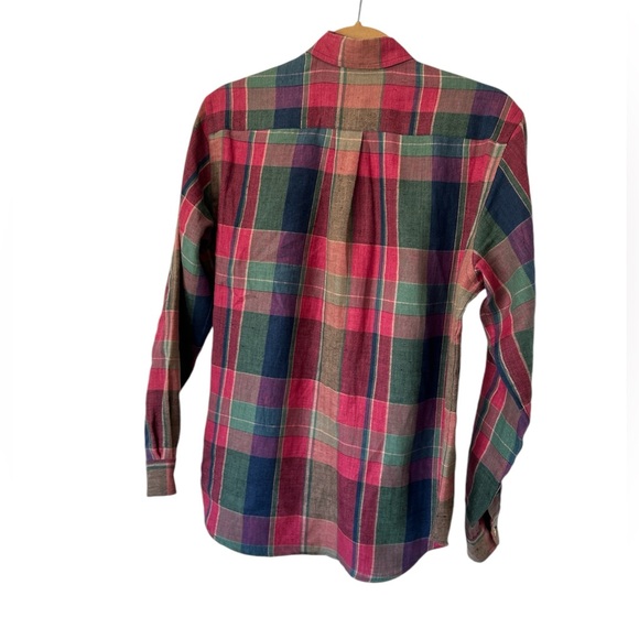 POLO  RALPH  LAUREN~ Plaid Linen Button-Up Shirt~ PETITE M - Picture 8 of 12